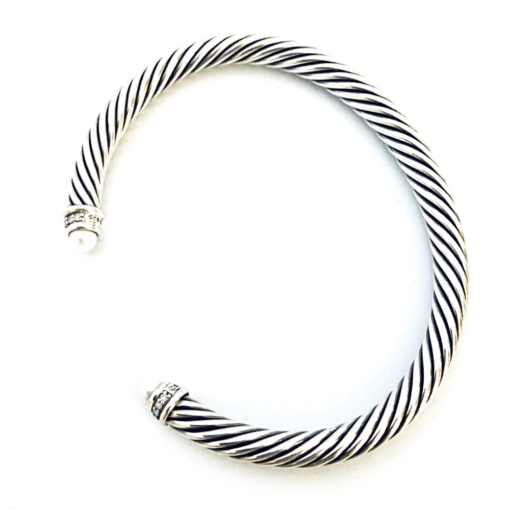 NWOT David Yurman Cable Classic Pearl Bracelet with Diamonds - Picture 3 of 6